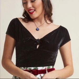 Hell Bunny Black Velvet Top, Sz S
